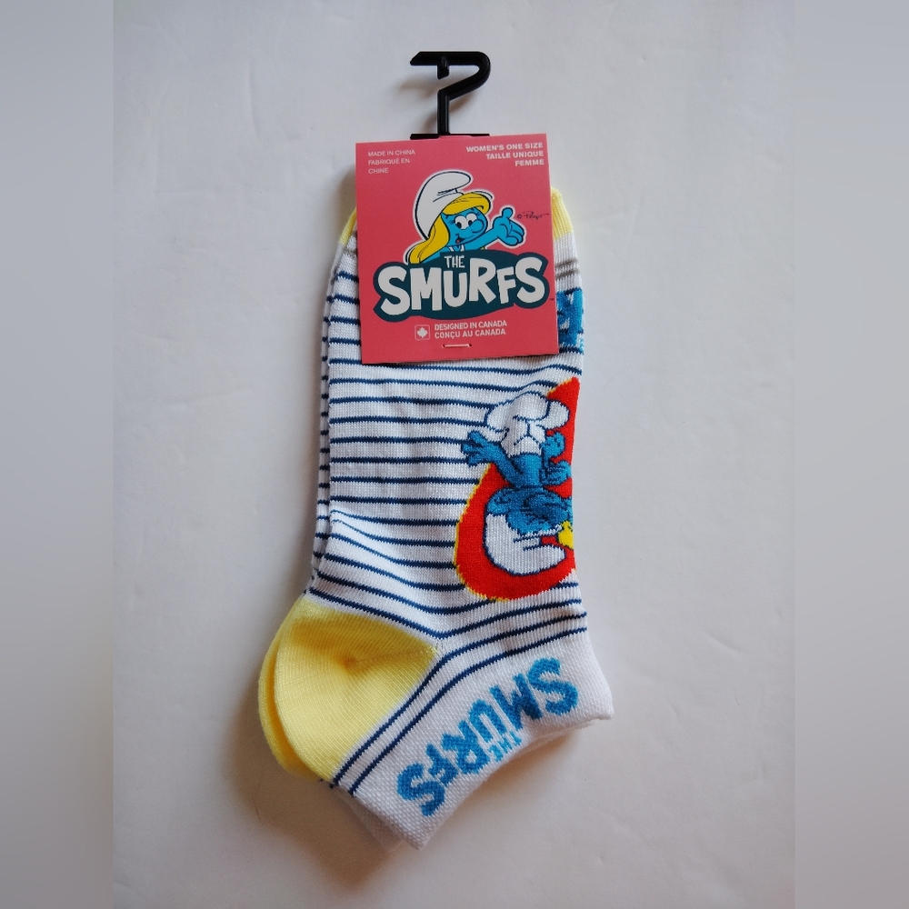 Smurf & Smurfette Cartoon Characters Women's Low Cut Socks Sz.6-9.5